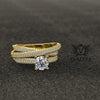 1.3ct Elegant Three Sided Pave Crossover Gold Bridal Set - 01US62B